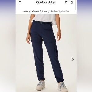 NEVER WORN Outdoor Voices RecTrek Zip-off Pant in Navy, S